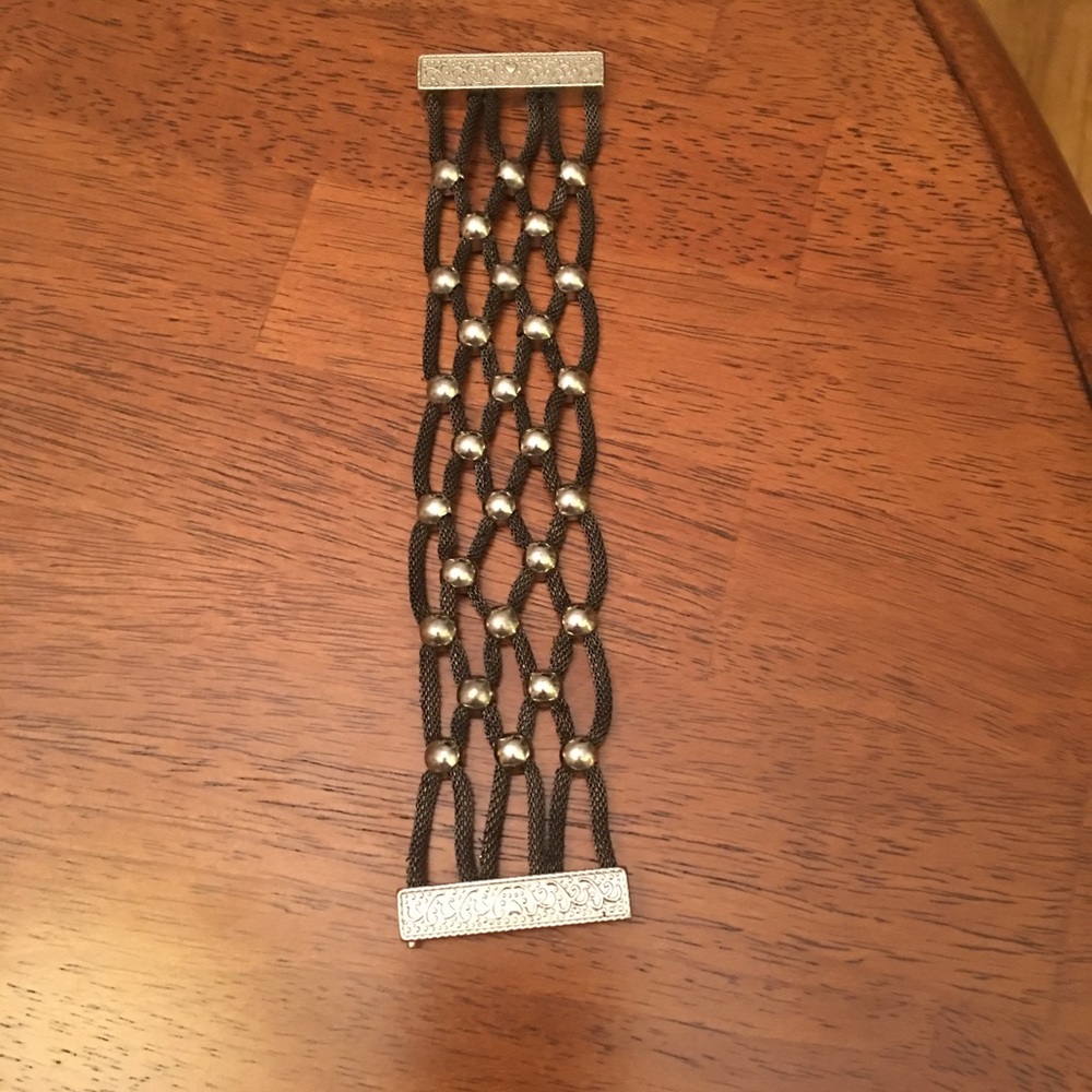 Black Leather & Silver Custom Clasp Bracelet